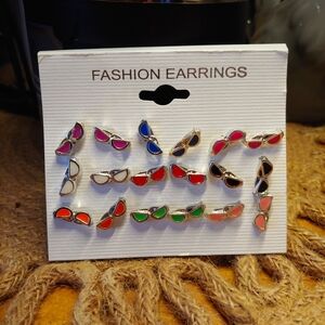 NWT Carousel Emporium Set Of 9 Fashion Stud Earrings, Sunglasses, Multi Colors🕶